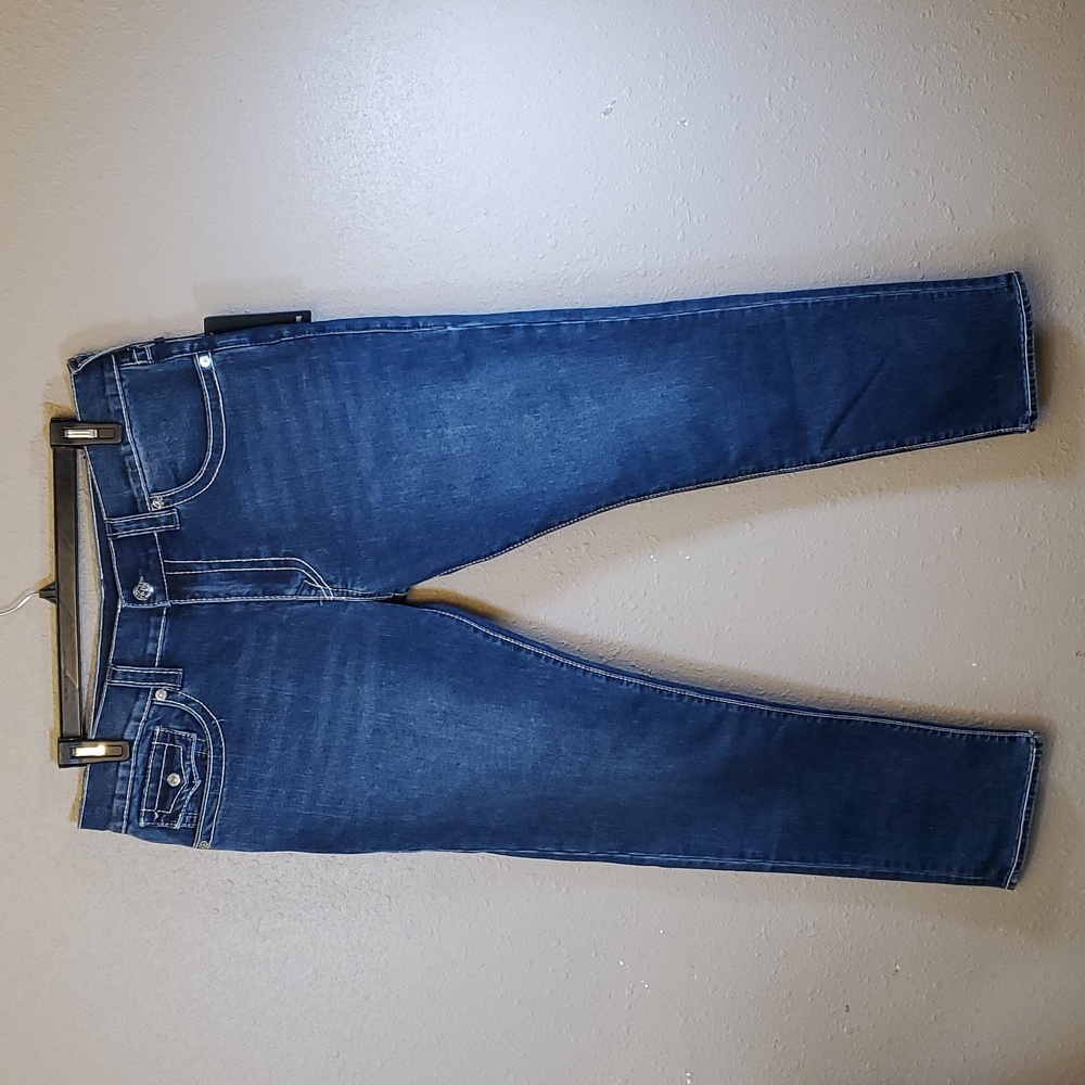 True Religion Men's Rocco Big T Flap Relaxed Skinny Fit Denim Jeans Size 36X32